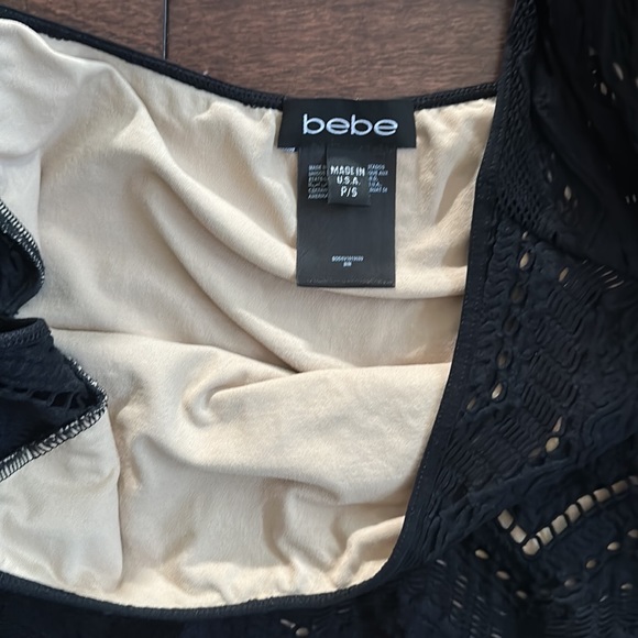 bebe Bodycon Black Lace Crochet Dress S - Picture 5 of 7